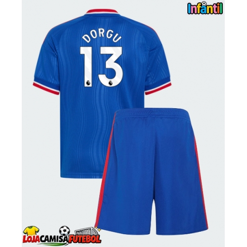 Camisa de Futebol Manchester United Patrick Dorgu #13 Equipamento Secundário Infantil 2026-27 Manga Curta (+ Calças curtas)